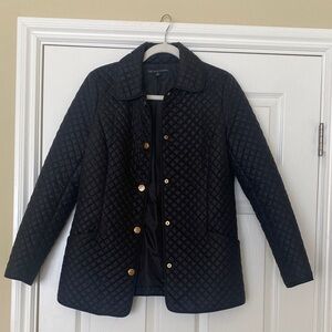 Brooks Brothers Black Quilted Puffer Jacket with Gold Snap Buttons
